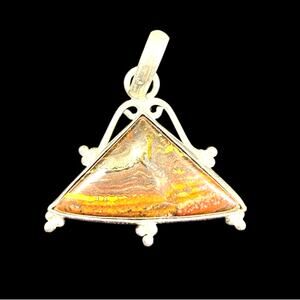 Sterling Silver 925 Bumblebee Jasper Triangular Stone Pendant